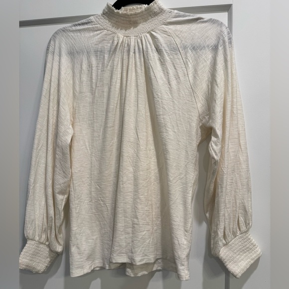 Nation Ltd Melanie Smocked Peasant Tee Ivory 100% Pima cotton - Picture 2 of 6